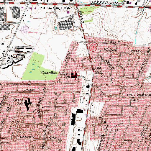 Topographic Map of Guardian Angels Church, NY