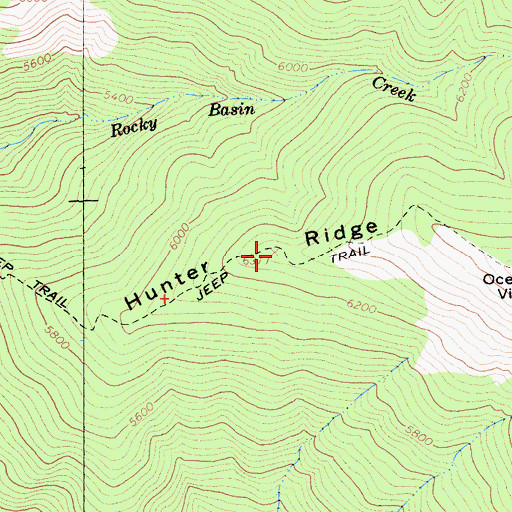 Topographic Map of Hunter Ridge, CA