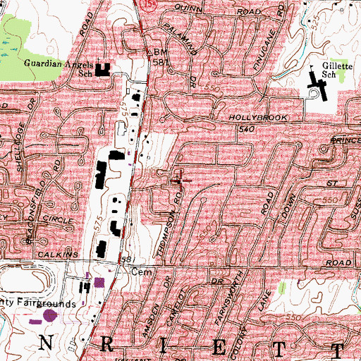 Topographic Map of Henrietta Wesleyan Church, NY