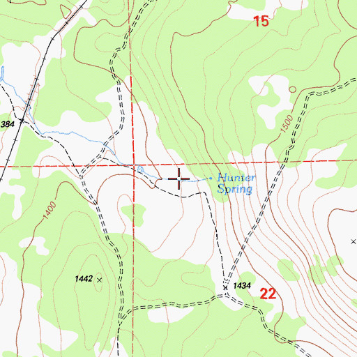 Topographic Map of Hunter Spring, CA