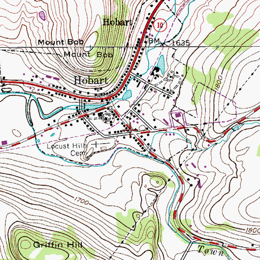 Topographic Map of Hobart United Methodist Church, NY