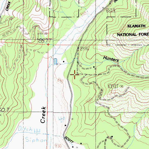 Topographic Map of Hunters Gulch, CA