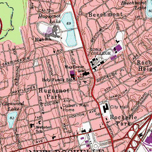 Topographic Map of Holy Family Church, NY