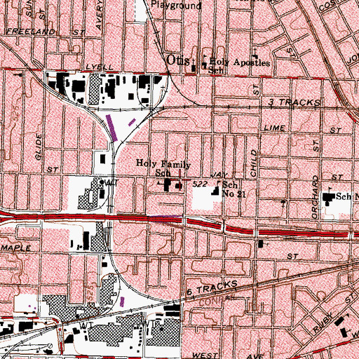 Topographic Map of Holy Family Church, NY