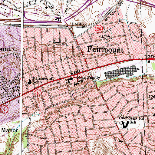 Topographic Map of Holy Family Church, NY