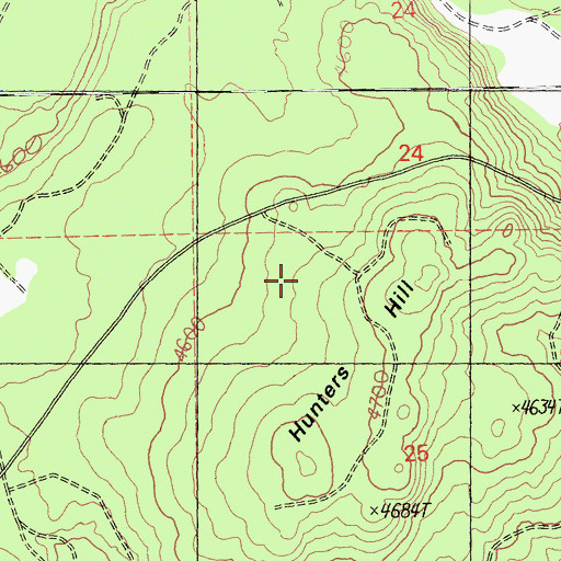 Topographic Map of Hunters Hill, CA