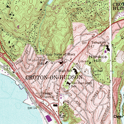 Topographic Map of Holy Name of Mary Church, NY