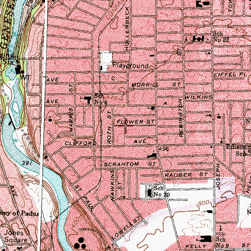 Topographic Map of Hope Deliverance Temple, NY