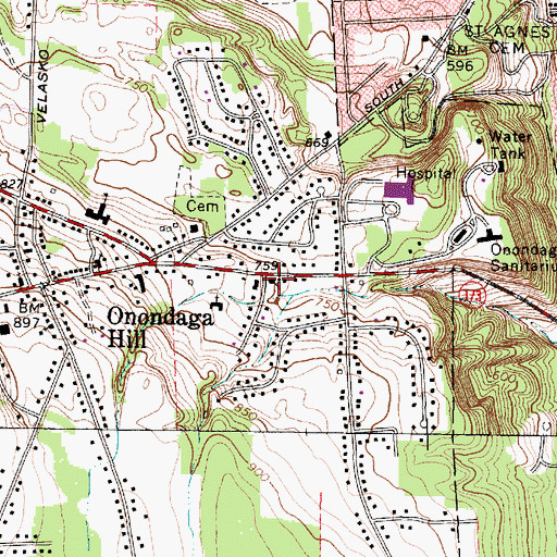 Topographic Map of Hope Presbyterian Church, NY
