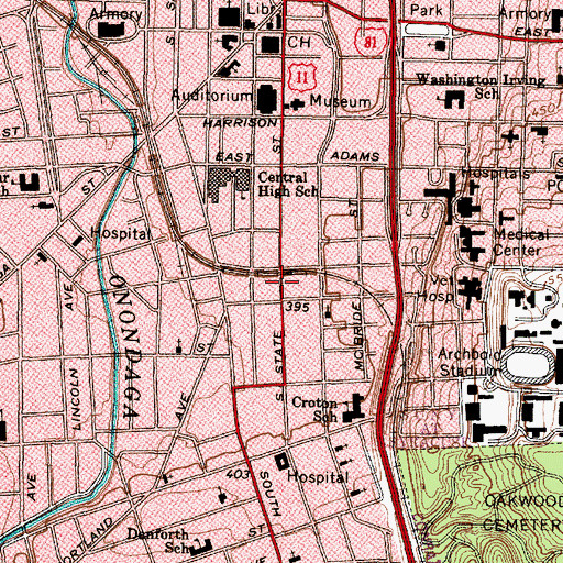 Topographic Map of Hopps Memorial Christian Methodist Episcopal Church, NY