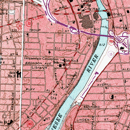 Topographic Map of Immaculate Conception Church, NY
