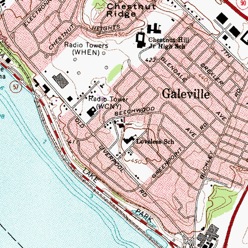 Topographic Map of Immaculate Heart of Mary Church, NY