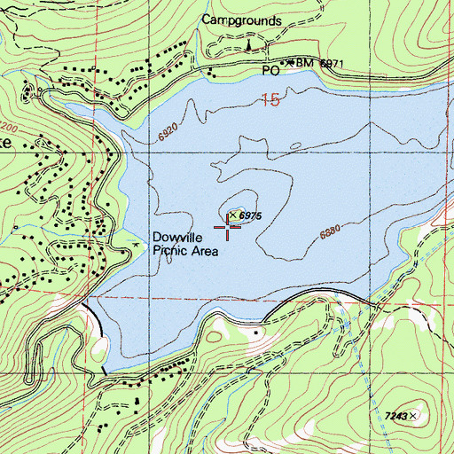Topographic Map of Huntington Lake Game Refuge, CA