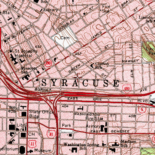 Topographic Map of Immanuel Baptist Church, NY