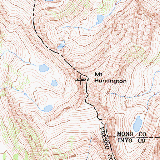 Topographic Map of Mount Huntington, CA