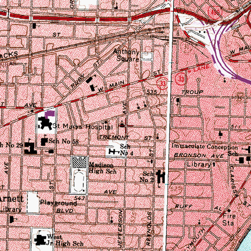 Topographic Map of Jefferson Avenue Seventh Day Adventist Church, NY