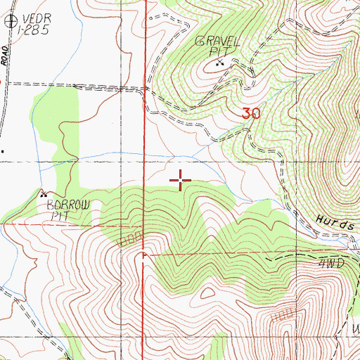 Topographic Map of Hurds Gulch, CA
