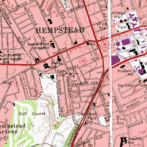 Topographic Map of Kingdom Hall of Jehovahs Witnesses, NY