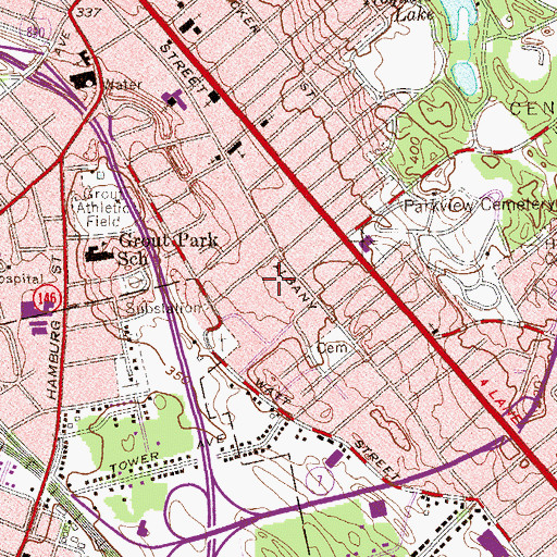 Topographic Map of Kingdom Hall of Jehovahs Witnesses, NY