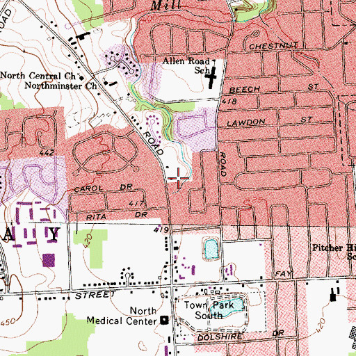 Topographic Map of Kingdom Hall of Jehovahs Witnesses, NY