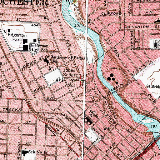 Topographic Map of Lake Avenue Baptist Church, NY