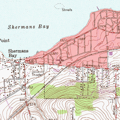Topographic Map of Lakewood Baptist Church, NY