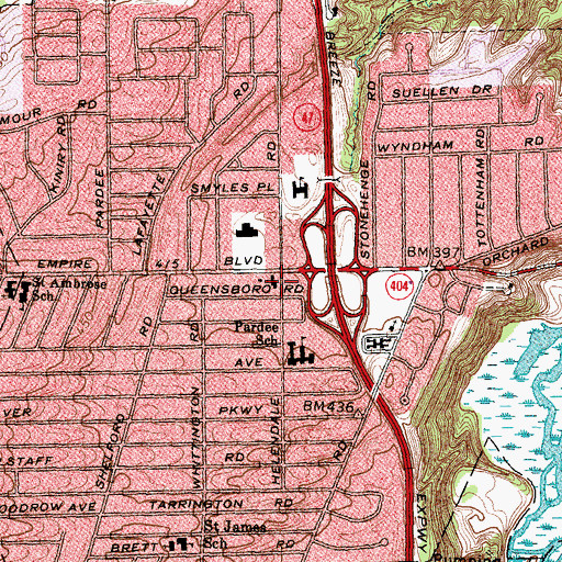 Topographic Map of Laurelton United Presbyterian Church, NY