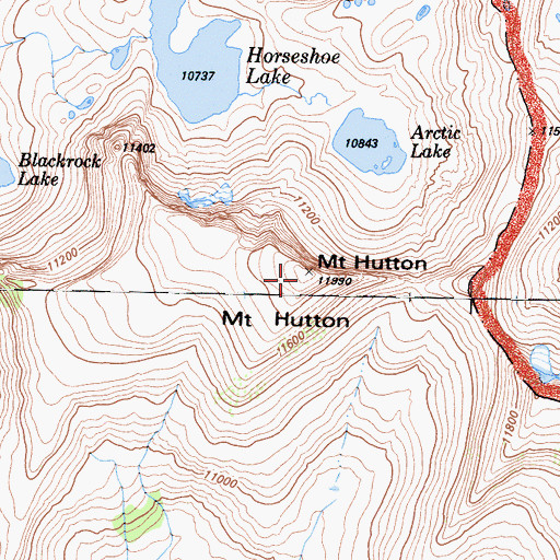 Topographic Map of Mount Hutton, CA