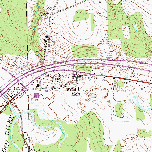 Topographic Map of Levant Wesleyan Church, NY