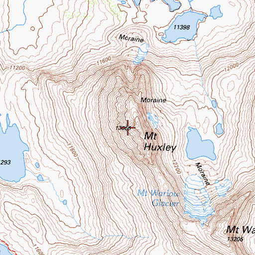 Topographic Map of Mount Huxley, CA