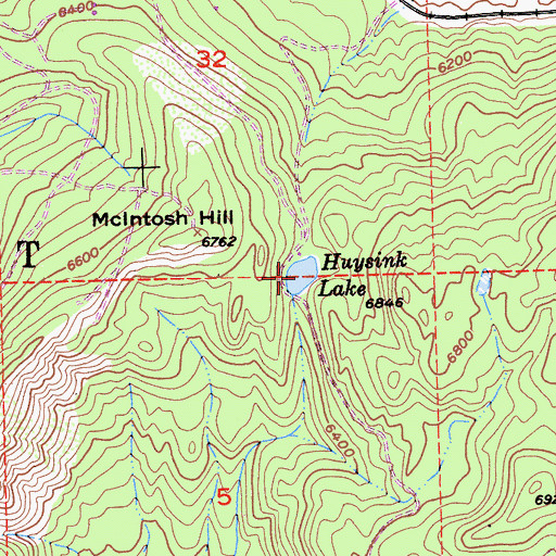 Topographic Map of Huysink Lake, CA