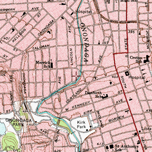 Topographic Map of Living Water Church of God, NY