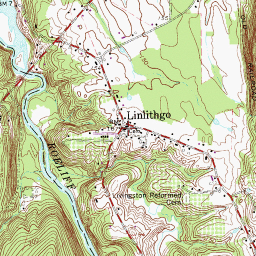 Topographic Map of Livingston Memorial Church, NY