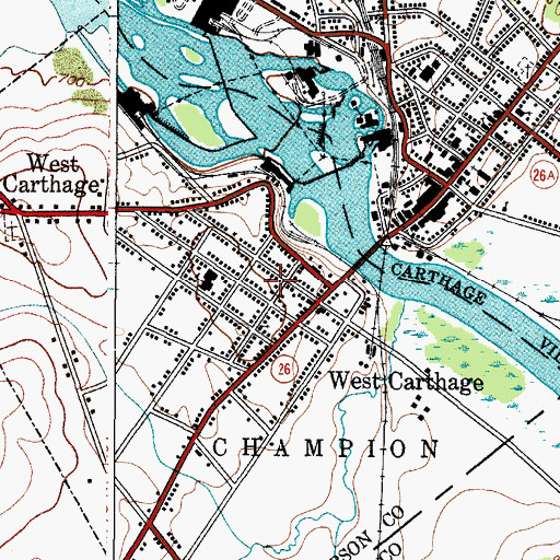 Topographic Map of Long Falls Baptist Church, NY
