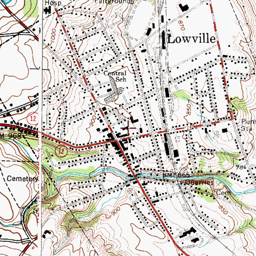 Topographic Map of Lowcille United Methodist Church, NY