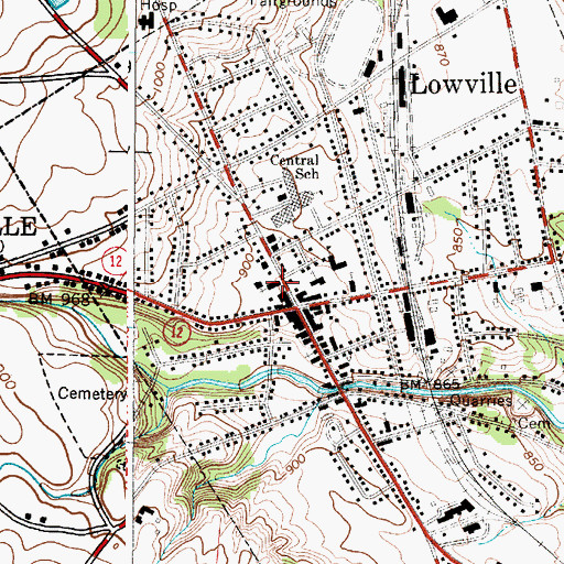 Topographic Map of Lowville Baptist Church, NY