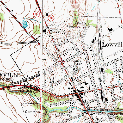 Topographic Map of Lowville Presbyterian Church, NY