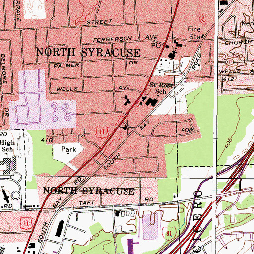 Topographic Map of Luther Memorial Lutheran Church, NY