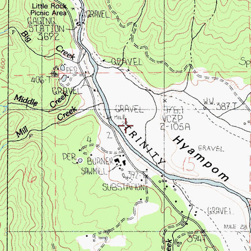 Topographic Map of Hyampom Valley, CA