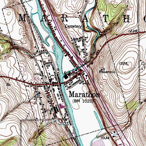 Topographic Map of Marathon Presbyterian Church, NY