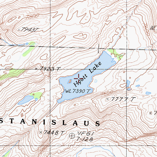 Topographic Map of Hyatt Lake, CA
