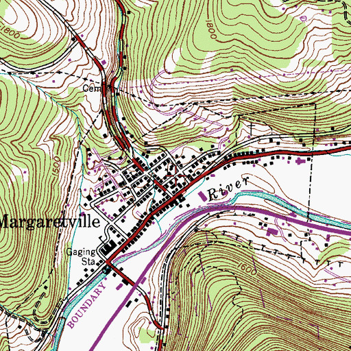 Topographic Map of Margaretville United Methodist Church, NY