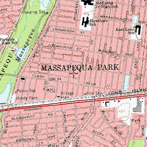 Topographic Map of Massapequa Park Nazarene Church, NY