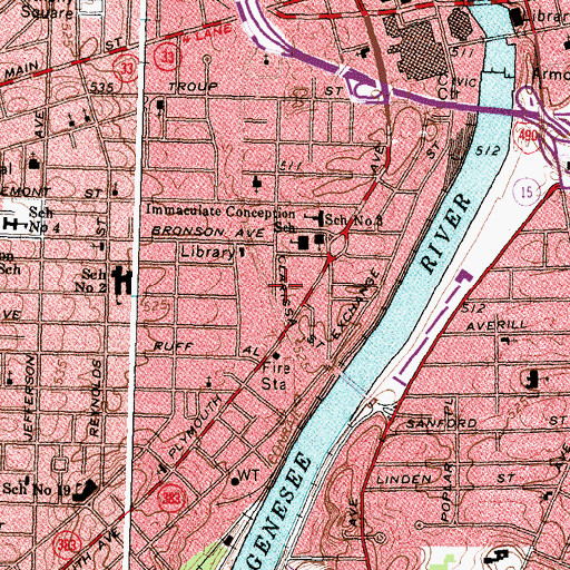 Topographic Map of Memorial African Methodist Episcopal Zion Church, NY
