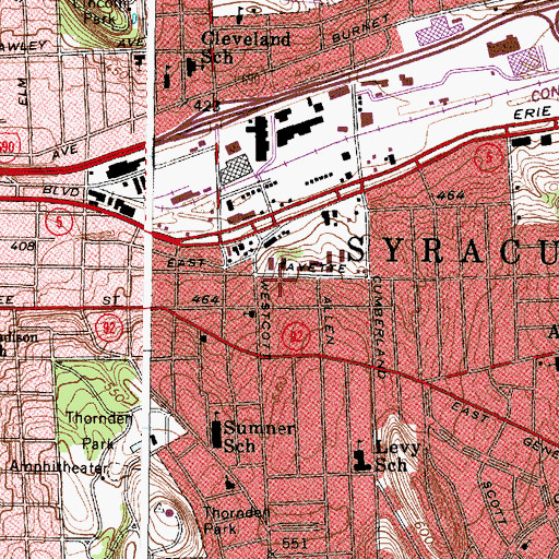 Topographic Map of Metro Harvest Assembly of God, NY