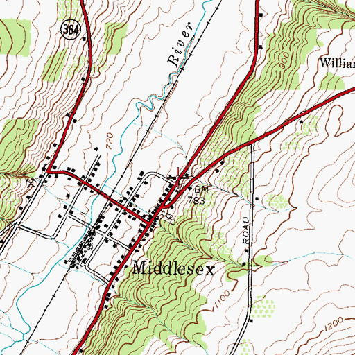 Topographic Map of Middlesex United Methodist Church, NY