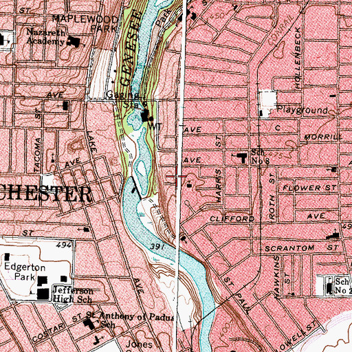 Topographic Map of Ministerios Ciudad de Refugio, NY