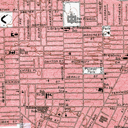 Topographic Map of Morning Star Missionary Baptist Church, NY