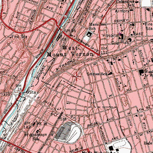 Topographic Map of Mount Calvary Apostolic Church, NY