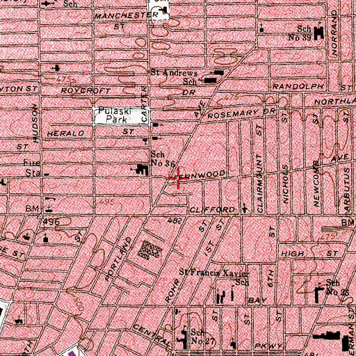 Topographic Map of Mount Mariah Missionary Baptist Church, NY
